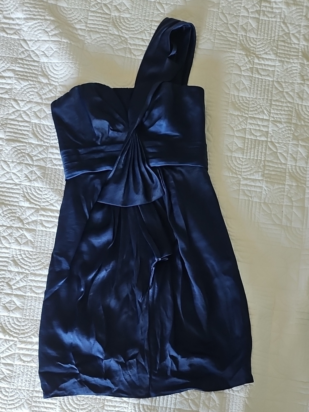 BCBG size 2 One-Shoulder Navy Satin Dress